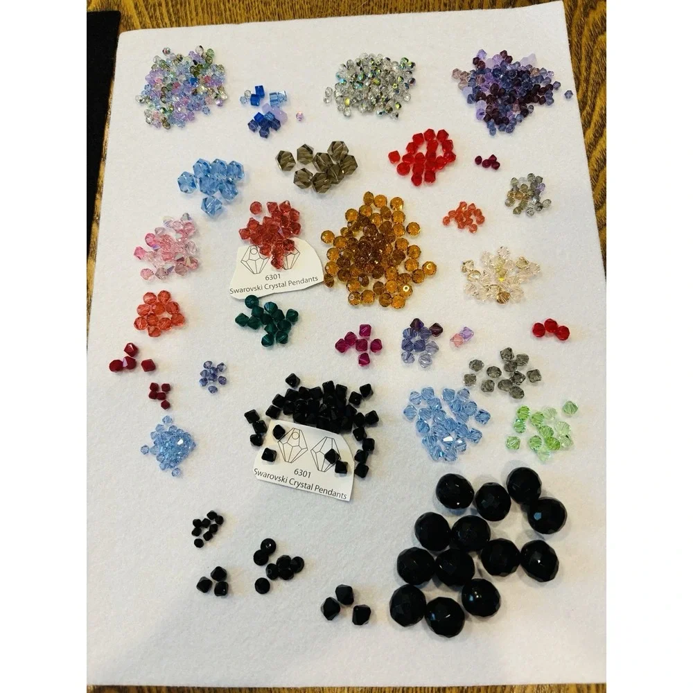 Lot Mixed Color Size Shapes Swarovski Crystal Beads Jewelry Making Box Included